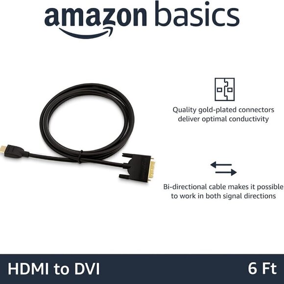 🎁Free 🎁 NWT HDMI A to DVI Adapter Cable, Bi-Directional 1080p Gold Plated 6 ft - Picture 5 of 16
